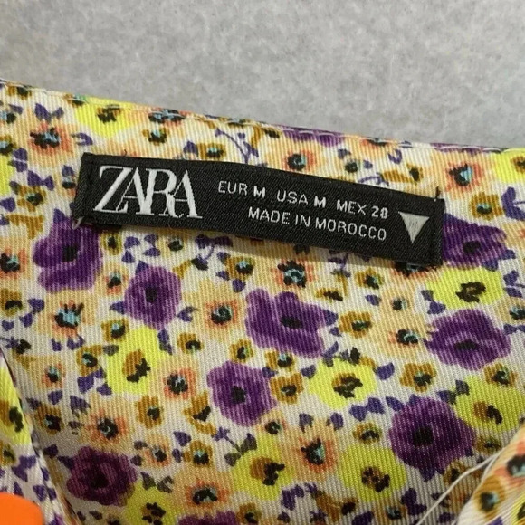 Zara Women’s Draped Satin Effect Floral Strappy Mini‎ Dress Size Medium - Picture 7 of 8